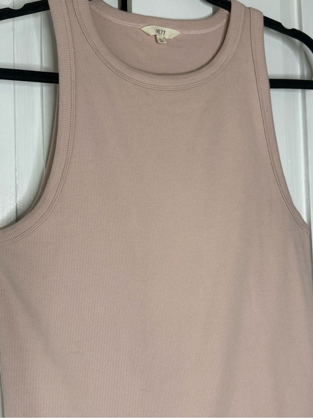 AE77 American Eagle Outfitters NWOT High Neck Blush Pink Ribbed Tank Top - XL - Picture 4 of 8